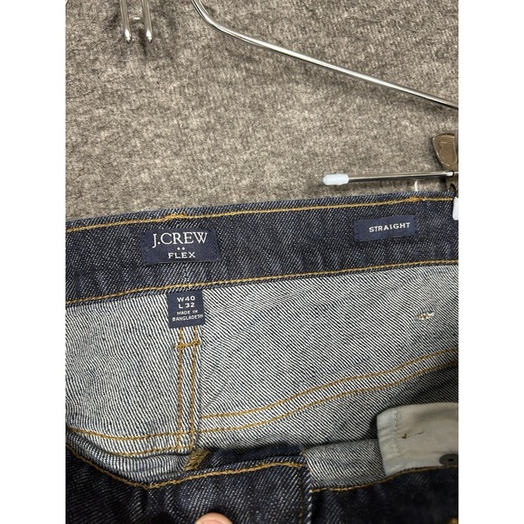 J. Crew Selvedge Flex Jeans Mens 40x32 Dark Wash Straight Leg Stretch - Picture 8 of 11